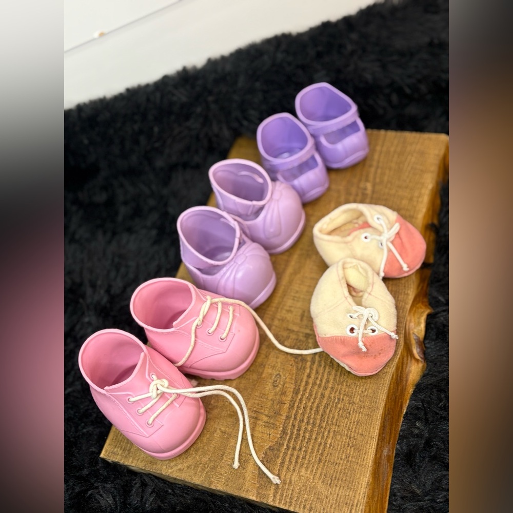 Cabbage Patch Kids Shoe Lot Pink Purple Hard & Soft Doll Shoes with Wear - Picture 3 of 10